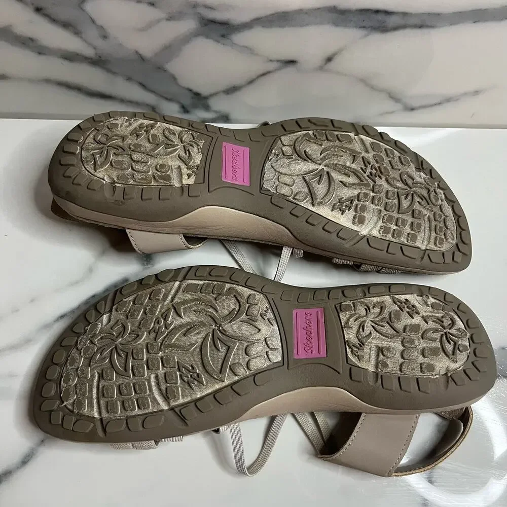 Skechers Women's Taupe Reggae Comfort Takes Two Sandals Sz 9 Outdoors Hiking